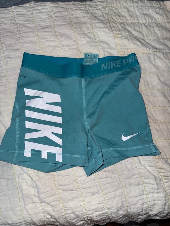 Nike Pants - Nike Teal Athletic Compression Shorts with White Logo